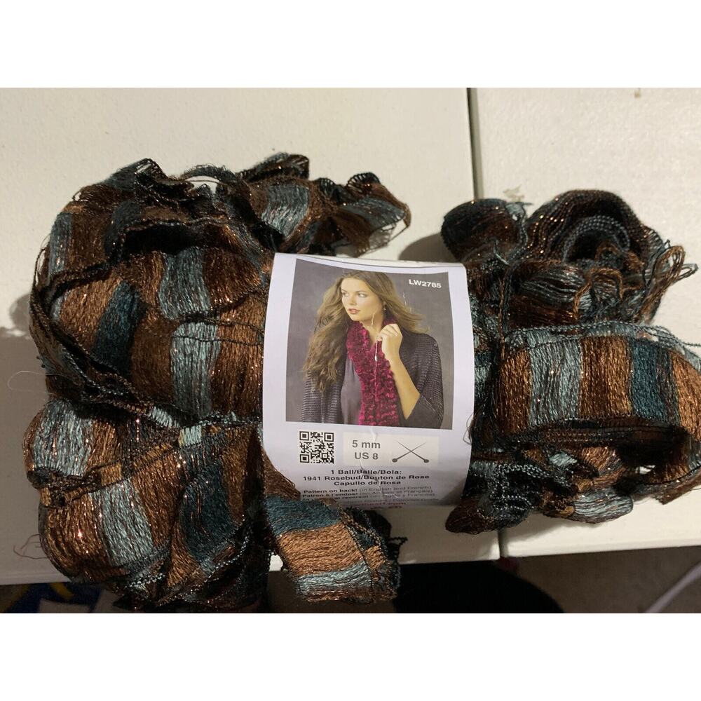 Red Heart Ribbons Scarf Yarn 1941 Rosebud marble new 5 mm us 8